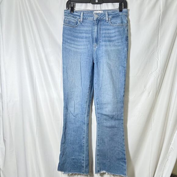 PAIGE Claudine High Waist Flare Jeans Darling wSiesta Hem Frayed Hem Size 28 - Picture 3 of 8